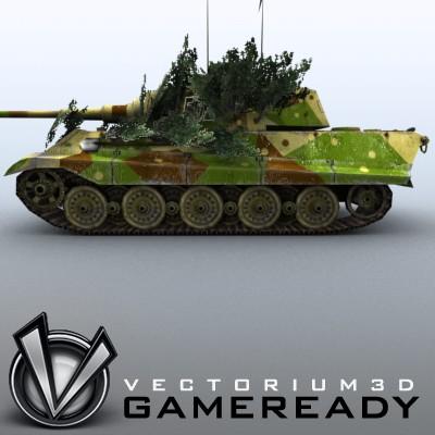 3D Model of Game Ready Low Poly King Tiger model - 3D Render 3